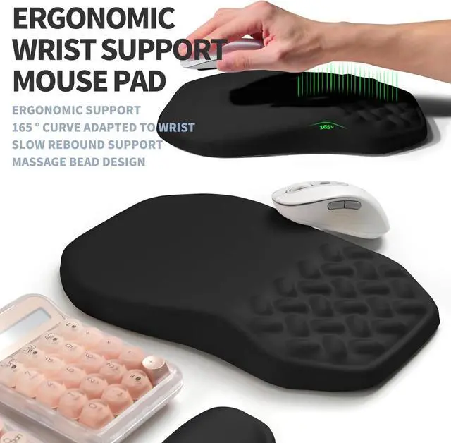 Alt view image 3 of 6 - 2-in-1 Ergonomic Set, Wave Keyboard Wrist Rest and Massage Slope Mouse Pad Wrist Support, Rebound Memory Foam
