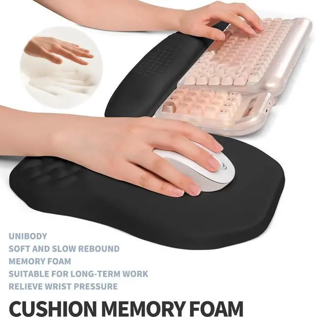 Alt view image 4 of 6 - 2-in-1 Ergonomic Set, Wave Keyboard Wrist Rest and Massage Slope Mouse Pad Wrist Support, Rebound Memory Foam