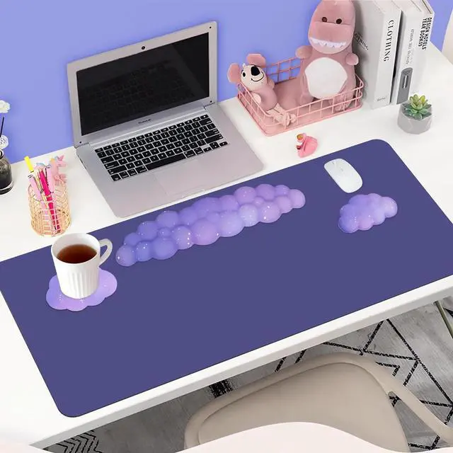 Alt view image 2 of 6 - Wrist Rest Set for Keyboard and Mouse, Includes Cute Coaster, with Computers and LaptopsPurple Star Set