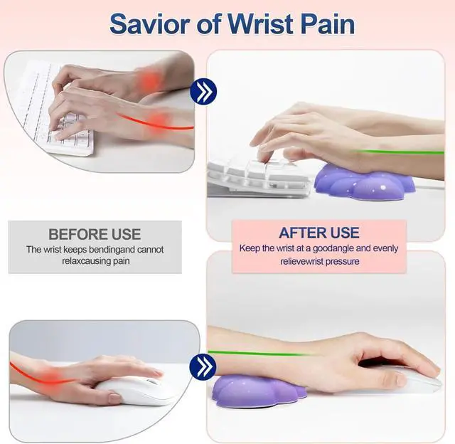 Alt view image 3 of 6 - Wrist Rest Set for Keyboard and Mouse, Includes Cute Coaster, with Computers and LaptopsPurple Star Set