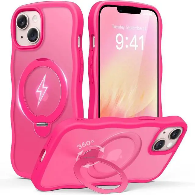 Main image of for iPhone 13 Case & iPhone 14 Case for Women,[Compatible with Magsafe][360° Spin Magnetic Stand] Hot Pink