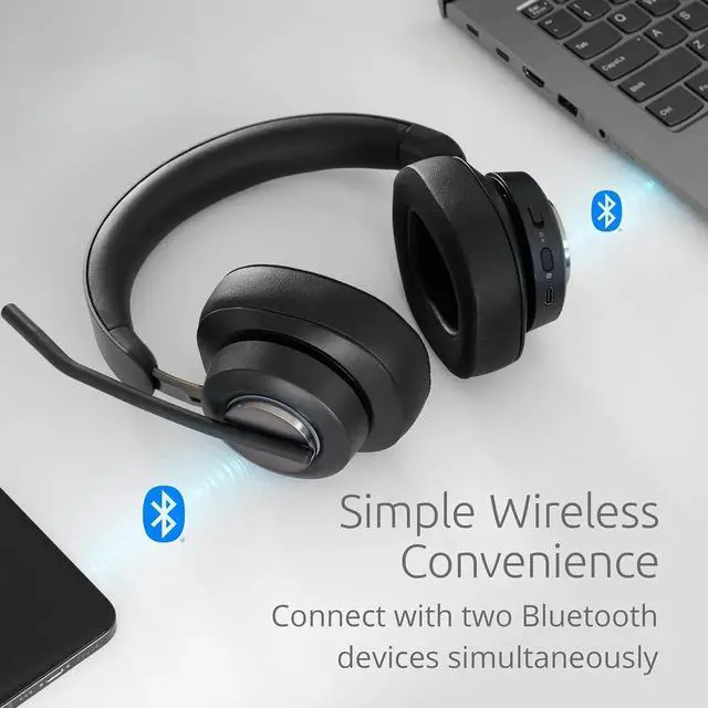 Alt view image 4 of 6 - AH3X Bluetooth Headset, Wireless Over-Ear Headset, Boom Microphone, LED Indicator, Earcup Controls (K83455WW)