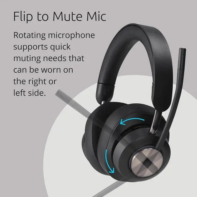 Alt view image 5 of 6 - AH3X Bluetooth Headset, Wireless Over-Ear Headset, Boom Microphone, LED Indicator, Earcup Controls (K83455WW)