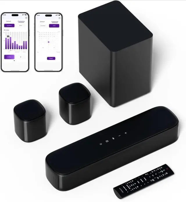Main image of 5.1ch Sound Bar with Subwoofer, Soundbar with App Control, 2 Surround Speakers, Opt/AUX, Peak Power 250W, Aura A30