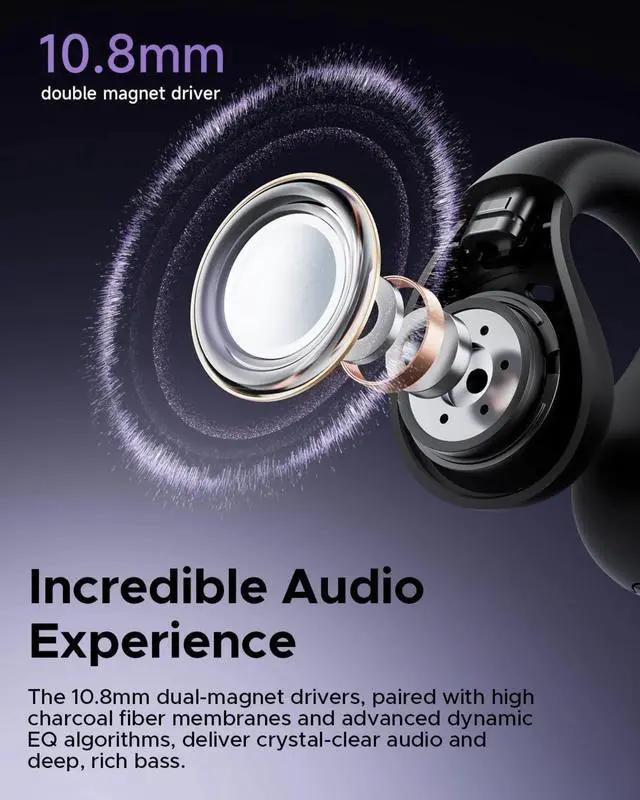 Alt view image 3 of 5 - Bluetooth 5.4 Headphones with Spatial Audio, 25H Battery, Fast Charging, Multipoint Connection, App Customization