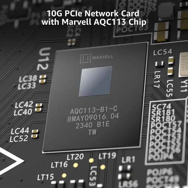Alt view image 2 of 4 - 10G PCIe Network Card, 10G Base-T Ethernet Card with Marvell AQC113 Conrtoller, PCIE to 10Gb RJ45 Ethernet Adapter NIC Compatible