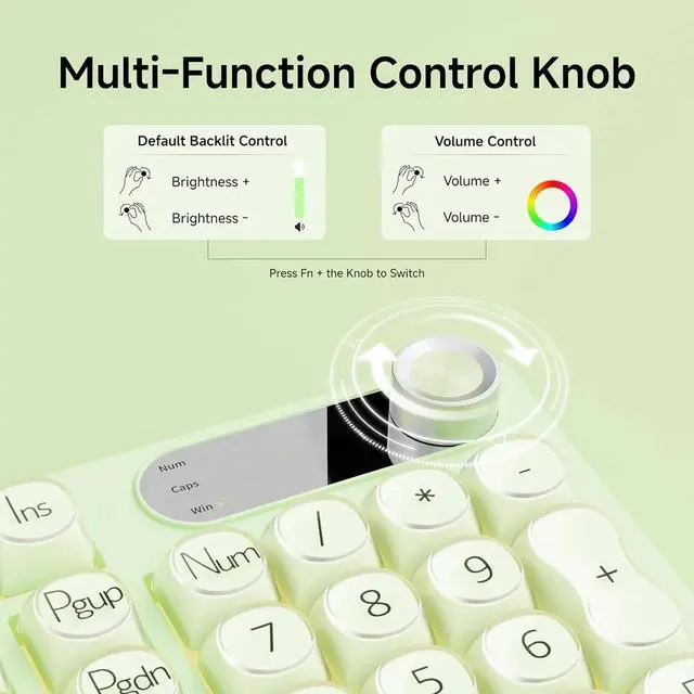 Alt view image 4 of 4 - 98 Keys Creamy Gaming Keyboard with Number Pad, Display Screen & Media Knob RGB Silent Wired Computer Keyboard for Laptop PC Gamer - Green