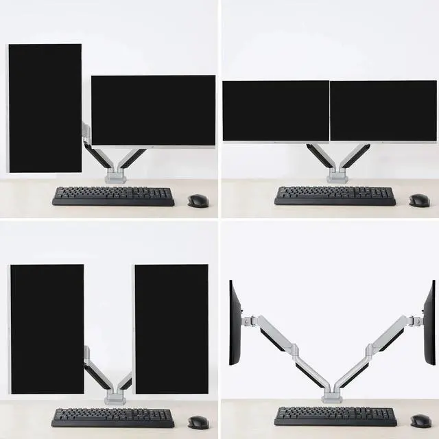 Alt view image 5 of 5 - Die-Cast Aluminum Fully Adjustable Double Monitor Arm with Gas Spring, Computer Monitor Stand Fits 2 Screen 17 to 32 inch