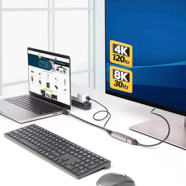 Alt view image 6 of 6 - 1ft/30cm HDMI to DisplayPort Adapter Cable, 8K 60Hz, Active HDMI 2.1 to DP 1.4 Video Converter, USB Bus Powered