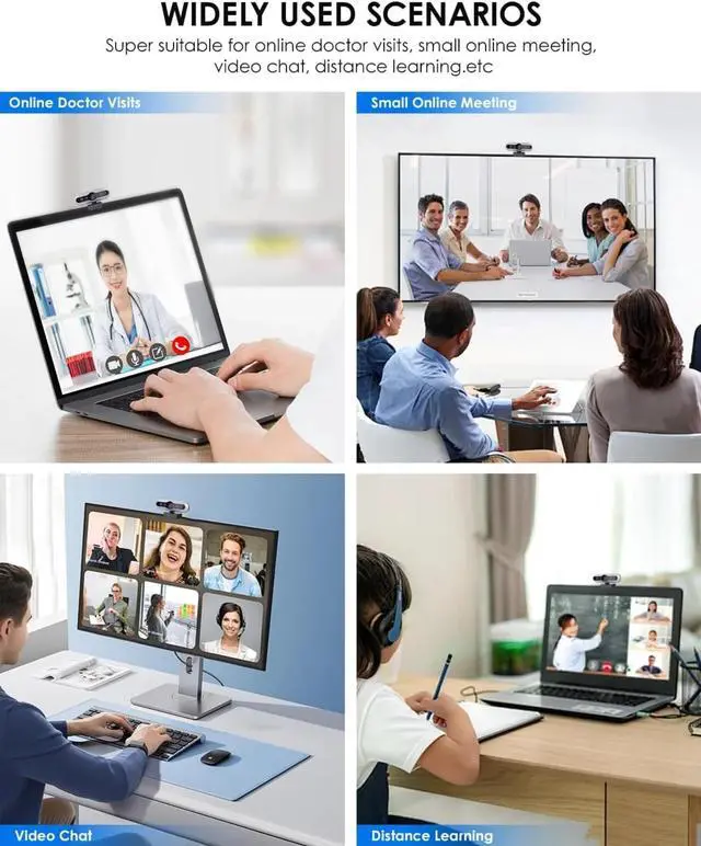 Alt view image 5 of 6 - 2K HD Webcam with Infrared Windows Hello Facial Recognition, Computer Camera, Privacy Cover, Noise Canceling Microphones