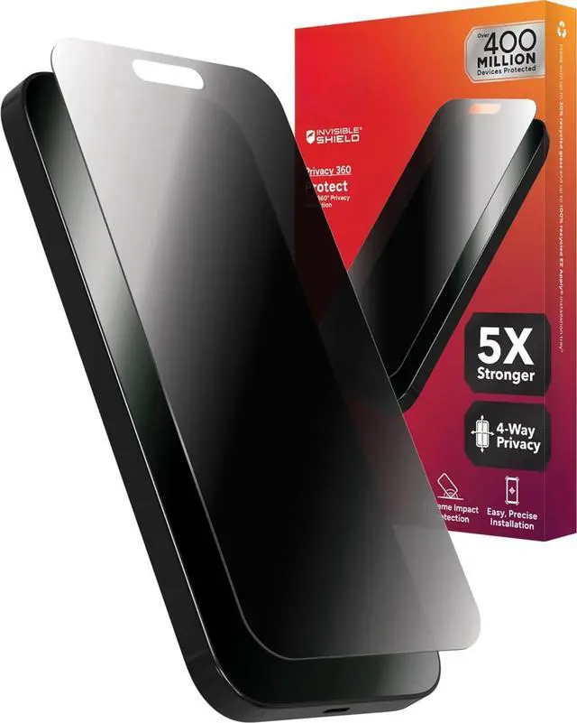 Main image of Glass Elite Privacy 360 iPhone 15 Pro Screen Protector - 5X Stronger with Reinforced Edges, 4-Way Privacy Filter