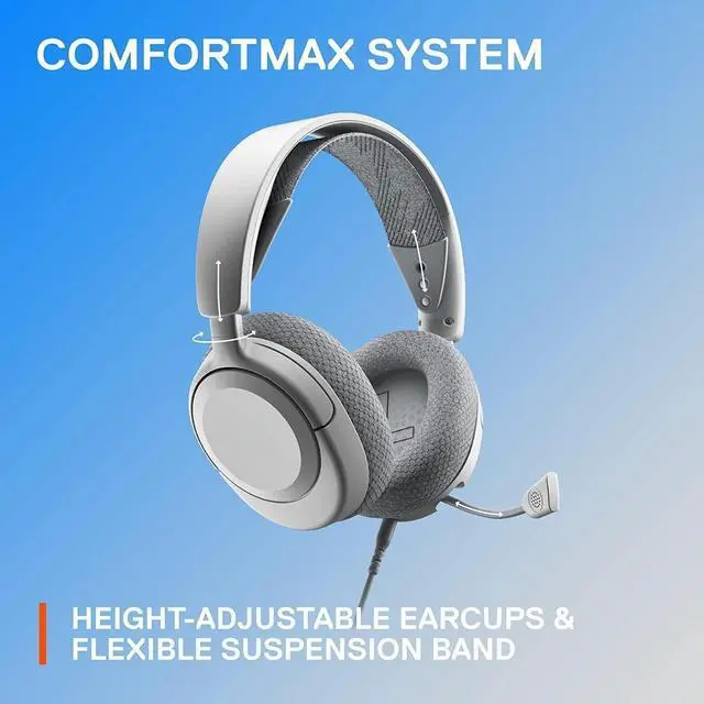 Alt view image 3 of 6 - Headphones - Gaming Headset - 360° Space Sound - Memory Foam Ear Pads - Noise Cancelling Microphone - White