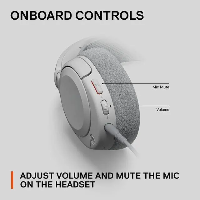 Alt view image 6 of 6 - Headphones - Gaming Headset - 360° Space Sound - Memory Foam Ear Pads - Noise Cancelling Microphone - White