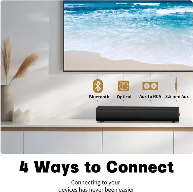 Alt view image 4 of 6 - Sound Bar, 16'/60W Soundbar, Dynamic Light and Remote Control, Wall Mountable TV Speakers