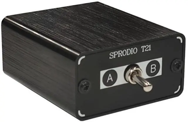 Main image of SPRODIO 2 Port 3.5mm Stereo Audio Switch Box AUX Headphone Speaker Manual selector switcher Use 6A Toggle Switch (2 in 1 Out / 1 in 2 Out) -T21