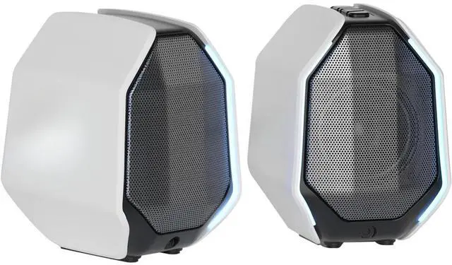 Main image of D-ONE 30W PC Gaming Computer Speakers for Laptop, Mac, Desktop Computer, Woofer Speakers, Bluetooth, USB, 3.5mm AUX Inputs, RGB Lights, Multimedia Speakers, White