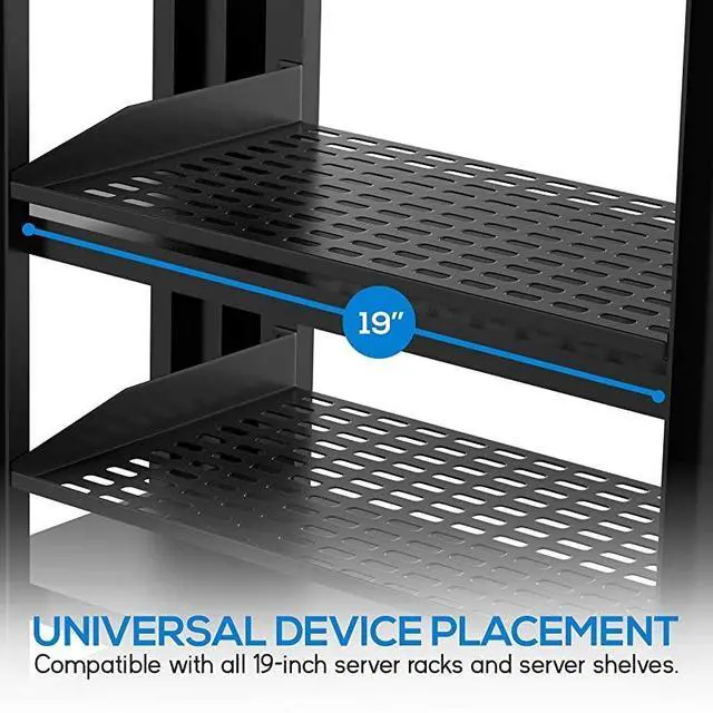 Alt view image 2 of 7 - FOR-2Pc 1U Server Rack Shelf Vented Shelves for Good Air Circulation Cantilever Mount Wall Mount Rack Universal Device Cabinet Shelf Computer Case Mounting Tray Black PLRSTN14UX2