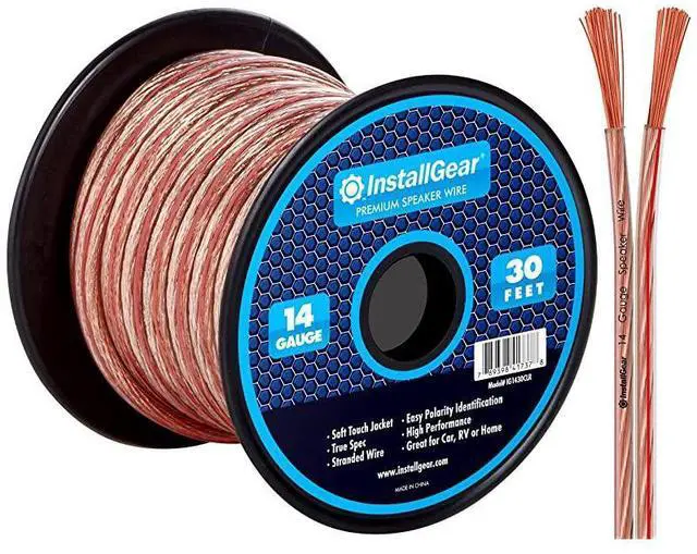 Main image of for 14 Gauge AWG 30ft Speaker Wire Cable Clear