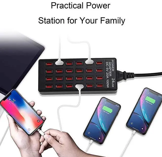 Alt view image 4 of 7 - FOR-100 watt (20 A) USB charging station, Home desktop USB fast charger, Multiple USB desktop chargers, Suitable for hotels, shops, Schools, Shopping malls and travel (UL certification)