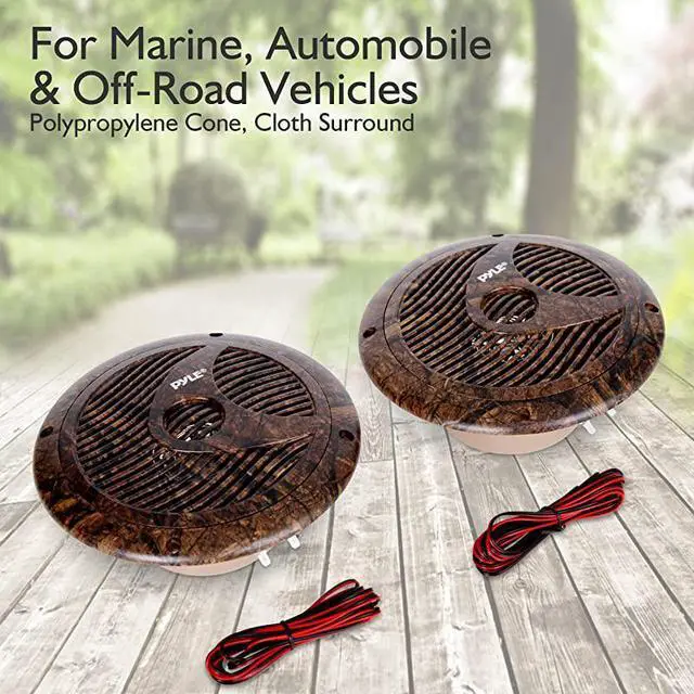 Alt view image 2 of 7 - for65 Inch Marine Speakers IP44 Waterproof and Weather Resistant Outdoor Audio Dual Stereo Sound System with 150 Watt Power Low Profile Design and Camouflage Hunting Style 1 Pair PLMR60DK