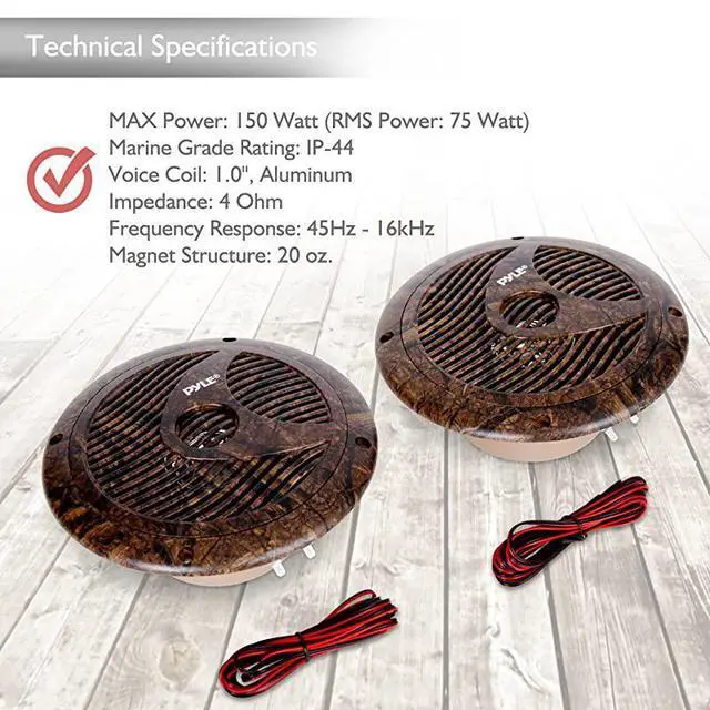 Alt view image 6 of 7 - for65 Inch Marine Speakers IP44 Waterproof and Weather Resistant Outdoor Audio Dual Stereo Sound System with 150 Watt Power Low Profile Design and Camouflage Hunting Style 1 Pair PLMR60DK