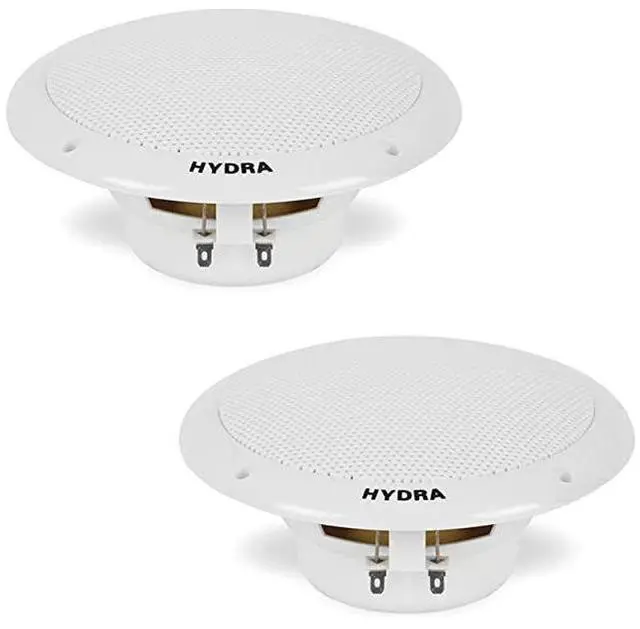 Alt view image 3 of 5 - FOR 65 Inch Dual Marine Speakers 2 Way Waterproof and Weather Resistant Outdoor Audio Stereo Sound System with 400 Watt Power Polyprone Cone and Butyl Rubber Surround 1 Pair PLMR605W White