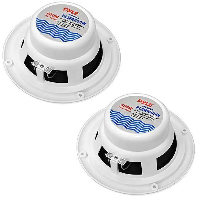 Alt view image 2 of 5 - FOR 65 Inch Dual Marine Speakers 2 Way Waterproof and Weather Resistant Outdoor Audio Stereo Sound System with 400 Watt Power Polyprone Cone and Butyl Rubber Surround 1 Pair PLMR605W White