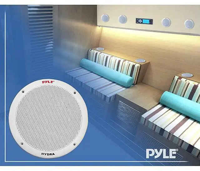 Alt view image 5 of 5 - FOR 65 Inch Dual Marine Speakers 2 Way Waterproof and Weather Resistant Outdoor Audio Stereo Sound System with 400 Watt Power Polyprone Cone and Butyl Rubber Surround 1 Pair PLMR605W White