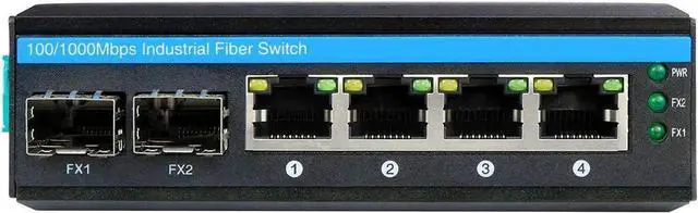 Main image of for6-Port Hardened Industrial Gigabit PoE+ DIN-Rail Fiber Network Switch 4 x Gigabit PoE+ Ports 2 x 1.25G SFP Fiber Ports 120W for Outdoor Use