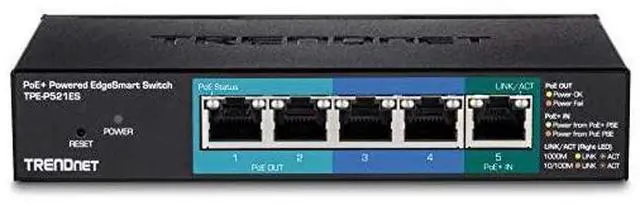 Alt view image 5 of 6 - for5Port Gigabit PoE+ Powered EdgeSmart Switch with PoE Pass Through TPEP521ES 1 x Gigabit PoE+ Input 2 x Gigabit PoE Output 2 x Gigabit 18W PoE Budget Managed Switch WallMountable