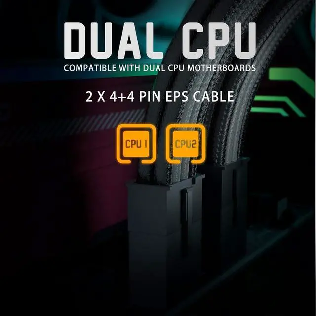 Alt view image 2 of 5 - forAsiahorse Power Supply Sleeved Cable for Power Supply Extension Cable Wire Kit 1x24-PIN/ 2x8-PORT (4+4) M/B 3x8-PORT (6+2) PCI-E 30cm Length with Combs(Dual EPS Black-Mix)