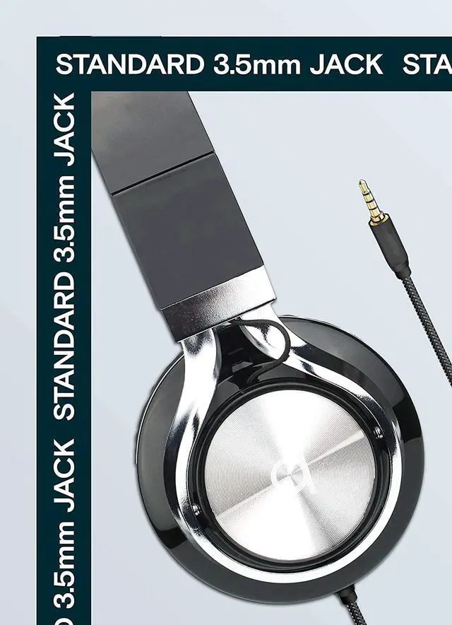 Alt view image 4 of 7 - FOR-Artix CL750 Foldable Noise Isolating On Ear Headphones Wired with Microphone and Volume Control Stereo Head Phones Corded with Adjustable Headband for Computer Laptop and Cell Phone (Black)