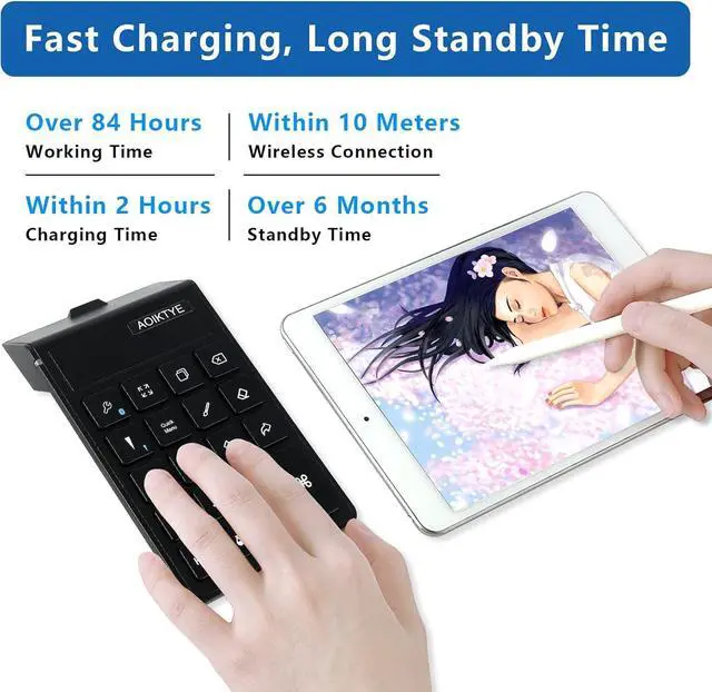 Alt view image 4 of 7 - forAoiktye 2 Wireless Keyboard for Procreate Bluetooth Shortcut Drawing Keyboard for iPad Graphics Tablet. USB Charging and Long Standby Time Procreate Keyboard-5.8 x 3.8 inches (Upgraded Black)