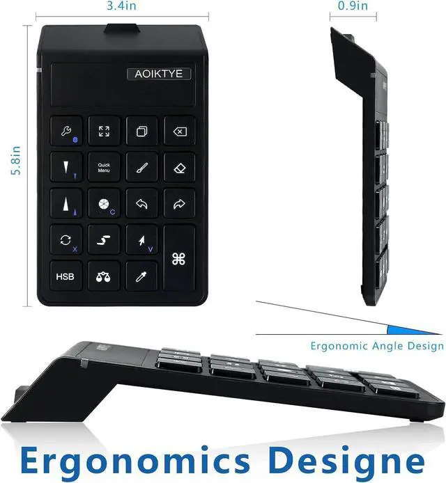 Alt view image 6 of 7 - forAoiktye 2 Wireless Keyboard for Procreate Bluetooth Shortcut Drawing Keyboard for iPad Graphics Tablet. USB Charging and Long Standby Time Procreate Keyboard-5.8 x 3.8 inches (Upgraded Black)