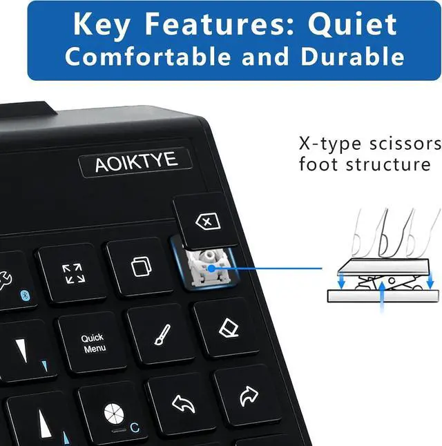 Alt view image 7 of 7 - forAoiktye 2 Wireless Keyboard for Procreate Bluetooth Shortcut Drawing Keyboard for iPad Graphics Tablet. USB Charging and Long Standby Time Procreate Keyboard-5.8 x 3.8 inches (Upgraded Black)