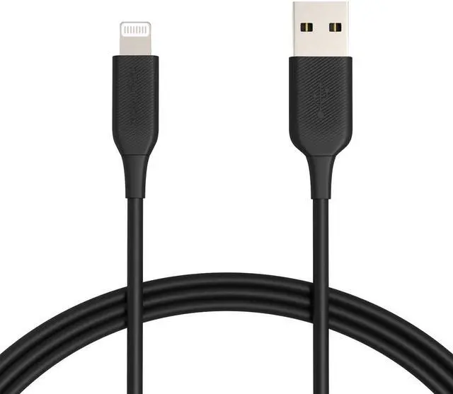 Main image of Amazon Basics Lightning to USB Cable - MFi Certified Apple iPhone Charger Black 6-Foot (2-Pack) (Durability Rated 4000 Bends)