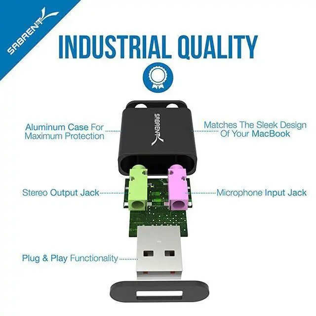 Alt view image 7 of 7 - FOR Aluminum USB External Stereo Sound Adapter for Windows and Mac Plug and Play No Drivers Needed Black AUEMCB