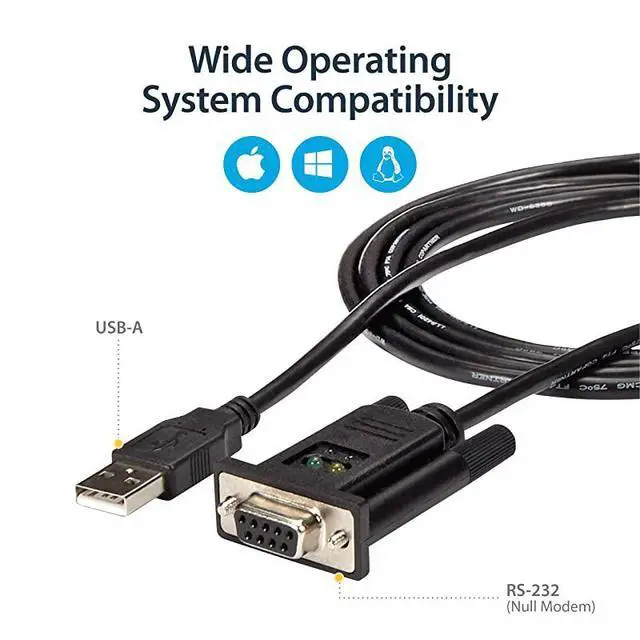 Alt view image 4 of 6 - FOR com USB to Serial RS232 Adapter DB9 Serial DCE Adapter Cable with FTDI Null Modem USB 11 20 BusPowered ICUSB232FTN