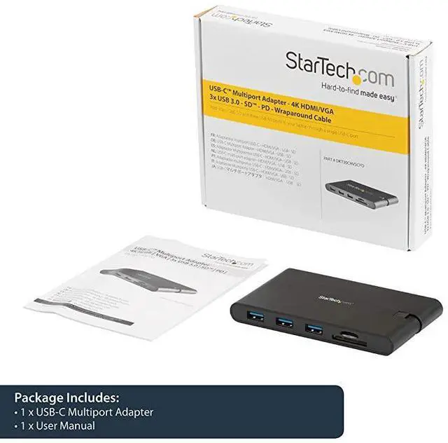 Alt view image 2 of 3 - FOR com USB C Multiport Adapter USB TypeC Mini Dock with HDMI 4K or VGA 1080p Video 100W Power Delivery Passthrough 3port USB 30 Hub GbE SD amp MicroSD Laptop Travel Dock DKT30CHVSCPD