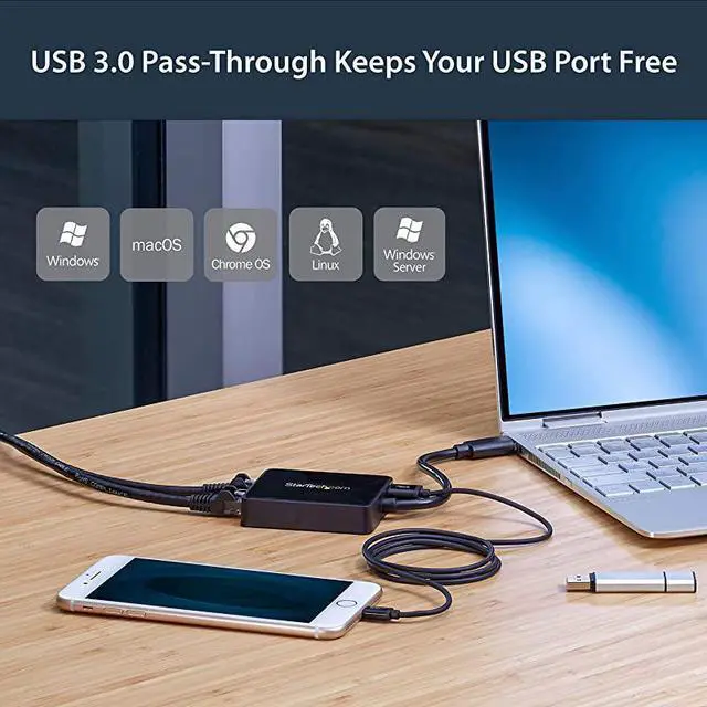 Alt view image 5 of 6 - FOR-com USB 30 to Dual Port Gigabit Ethernet Adapter wUSB Port 10100100 USB Gigabit LAN Network NIC Adapter USB32000SPT Black
