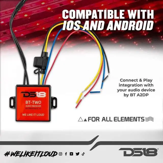 Alt view image 2 of 4 - FOR-BT-Two Bluetooth Receiver - IP65 Waterproof Rated BT 4.0 Remote Trigger Output Stero Male RCA Output - Allows Connect & Play Integration to Your Audio Device