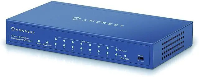 Main image of FOR-Amcrest 9-Port POE+ Power Over Ethernet POE Switch with Metal Housing 8-Ports POE+ 802.3at 96w (AMPS9E8P-AT-96)