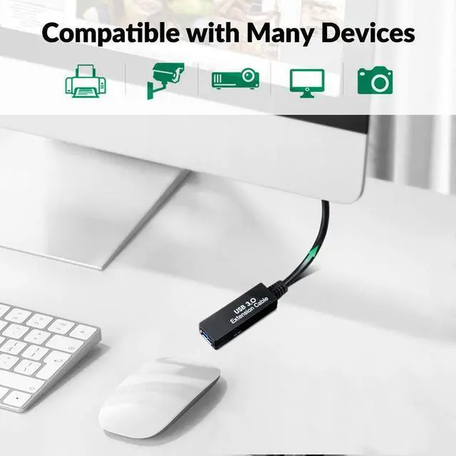 Alt view image 4 of 7 - Cable 50 Feet(15 Meter) Active USB 3.0 Extension A-Male to A-Female USB 3.0 Extender with AC Power Adapter Compatible Oculus Rift Xbox PS4 and More Black (Black-50Feet)