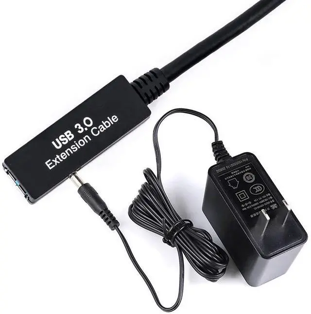 Alt view image 5 of 7 - Cable 50 Feet(15 Meter) Active USB 3.0 Extension A-Male to A-Female USB 3.0 Extender with AC Power Adapter Compatible Oculus Rift Xbox PS4 and More Black (Black-50Feet)