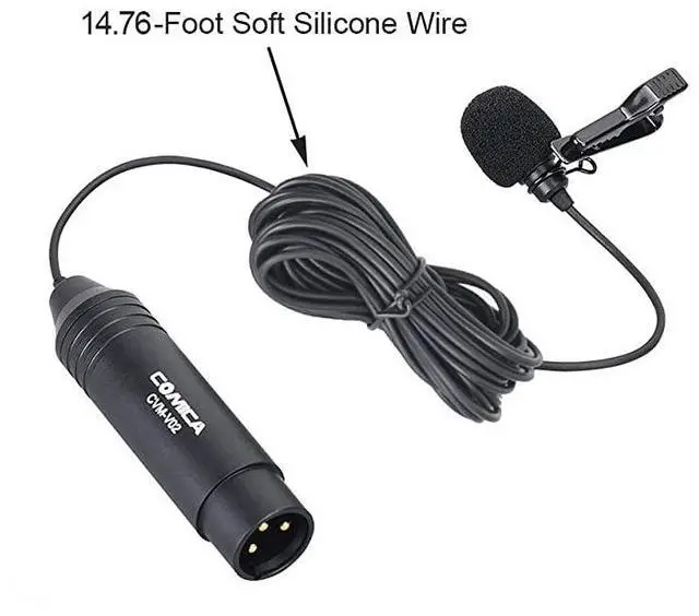 Alt view image 2 of 7 - FOR XLR Microphone CVMV02O 2 Pack 1476 fts Phantom Power OmniDirectional Lavalier Lapel Microphone for Canon Sony Panasonic Camcorders Zoom H4n H5 H6 Tascam DR40 DR60D DR70D DR100 Recorders