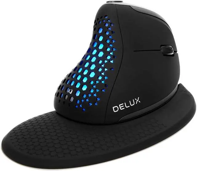 Main image of FOR-DELUX Seeker Wireless Ergonomic Vertical Mouse with OLED Screen, BT and USB Receiver, Connect with Up to 4 Devices, Thumb Wheel, 7200DPI, Programmable Rechargeable Silent Mouse(M618XSD-Black)