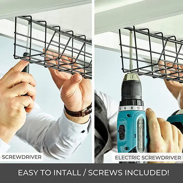 Alt view image 4 of 7 - forDesk Cable Management Tray Cable Organizer for Wire Management Metal Wire Cable Tray for Office and Home Perfect Standing Desk Cable Management Tray Black Set of 4x 17