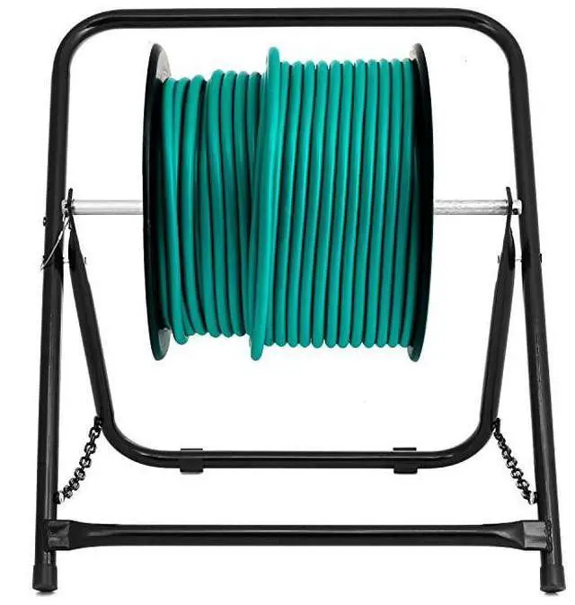 Alt view image 2 of 7 - forDurable Single Axle Cable Caddy Commercial Industrial Grade Steel Wire Dispenser Compact Design Holds Cable Reels Up to 20quot Diameter and 100 lb Capacity Black