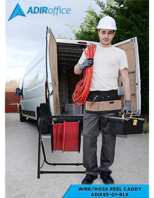 Alt view image 3 of 7 - forDurable Single Axle Cable Caddy Commercial Industrial Grade Steel Wire Dispenser Compact Design Holds Cable Reels Up to 20quot Diameter and 100 lb Capacity Black