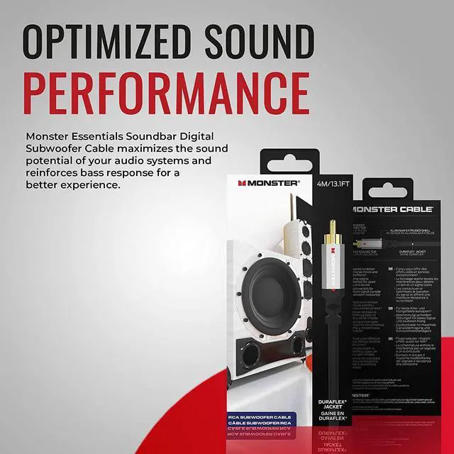 Alt view image 2 of 7 - for Essentials Subwoofer Cable - Optimized RCA Cable for Reduced Sound Interference and Enhanced Sound Quality - 13 Feet Coaxial Audio Cable